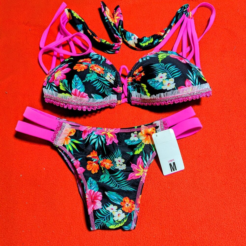 LEMPs “Moana” Bikini Set – Floral Print – Size M – 100% Lycra DuPont